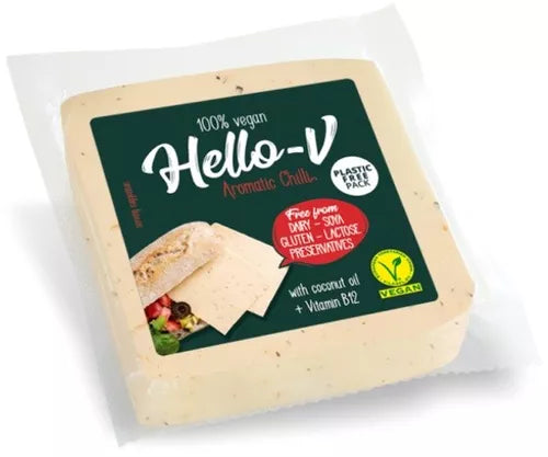 *HELLO-V Roślinna alternatywa sera z chili  kostka (200 g)